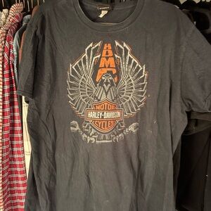 Harley-Davidson Men's Dark Gray and Orange Tee